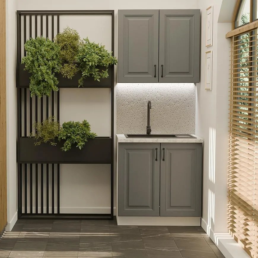 Kuchynská Linka Stilo dust grey/biela 80 cm bez pracovnej dosky