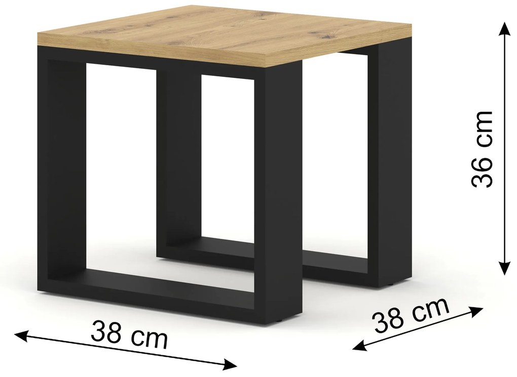 Set konferenčných stolíkov Nulakka (dub artisan + čierna). Akcia -23%. Vlastná spoľahlivá doprava až k Vám domov. 1124967