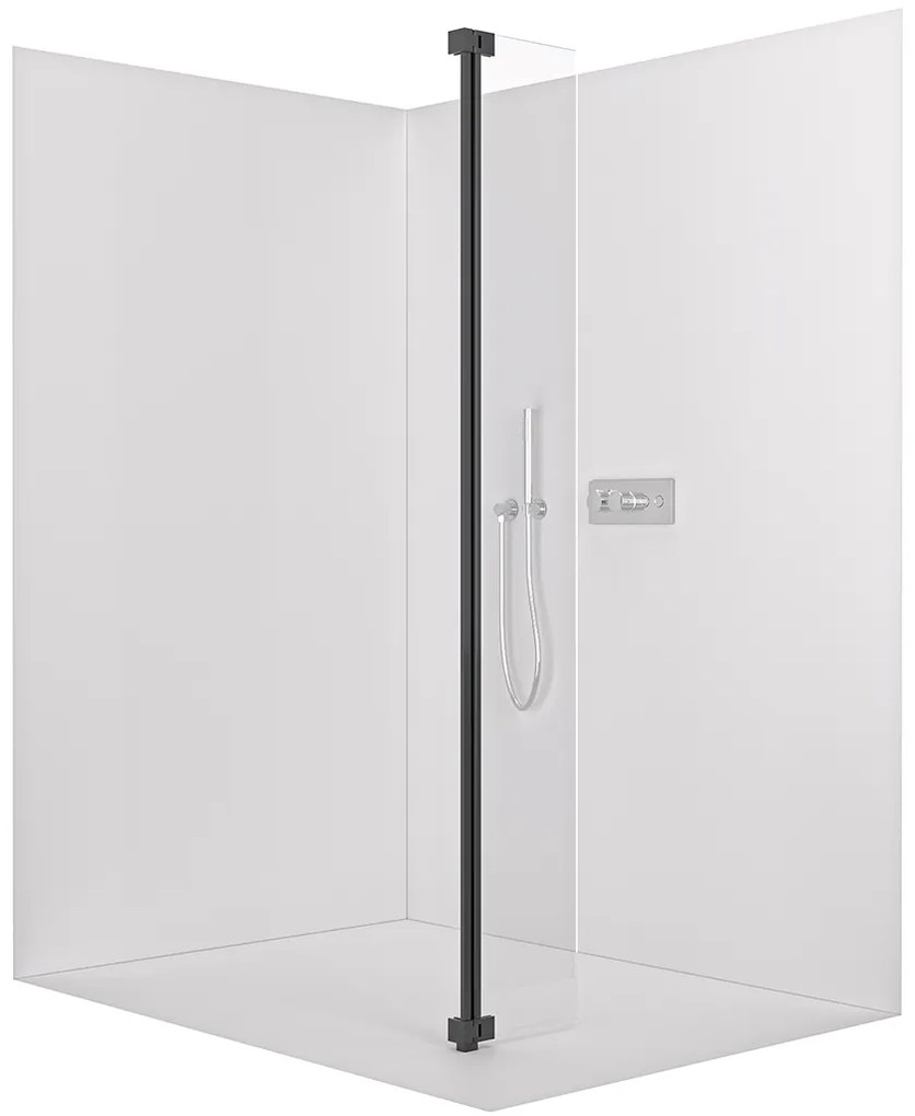 CERANO - Prídavný panel k sprchovej zástene Onyx - čierna matná, transparentné sklo - 30x200 cm, CER-CER-537352