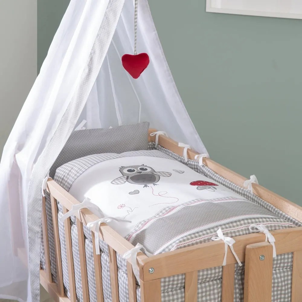 Kolíska z bukového dreva na kolieskach/s baldachýnom 40x90 cm v prírodnej farbe Adam and Owl – Roba