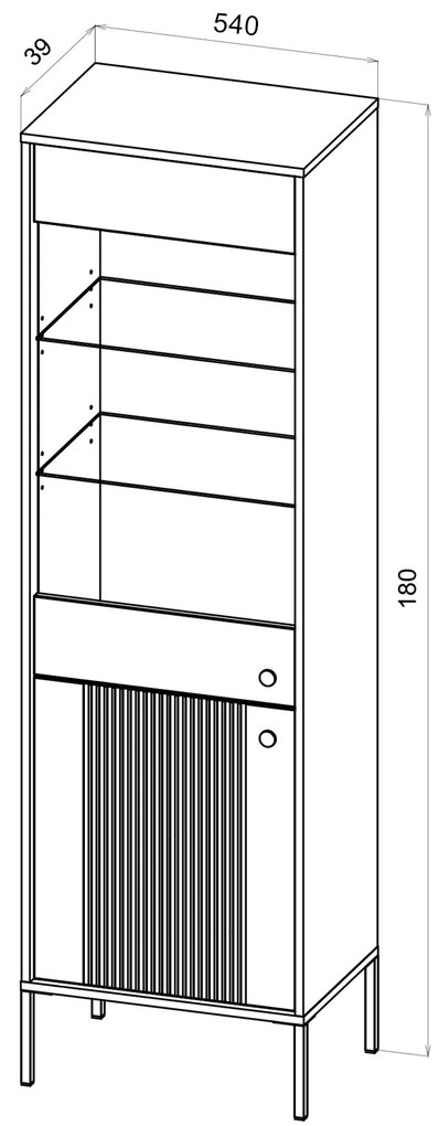 Vitrína Iseo 54 cm kašmír/černá