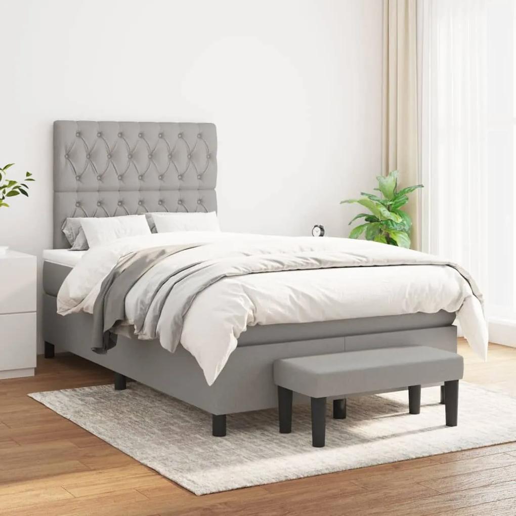 Boxspring posteľ s matracom bledosivá 120x200 cm látka 3136821