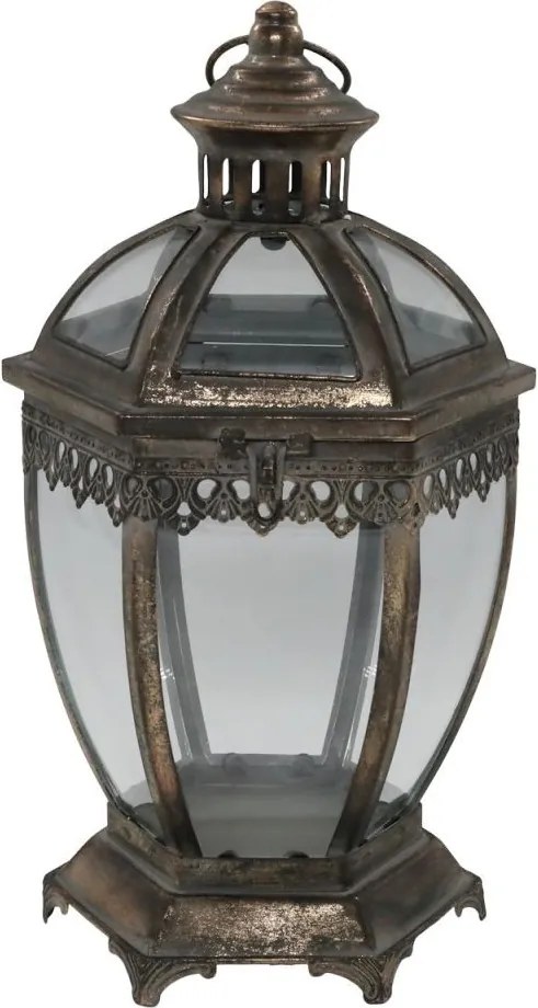 Bronzová antik kovová lampáš so zdobením Marroque – Ø 22,5*40 cm