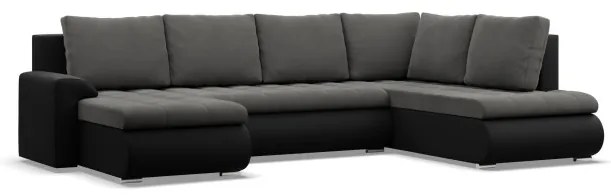 Sedacia súprava FORESTA v tvare U, pravá tmavosivá / čierna