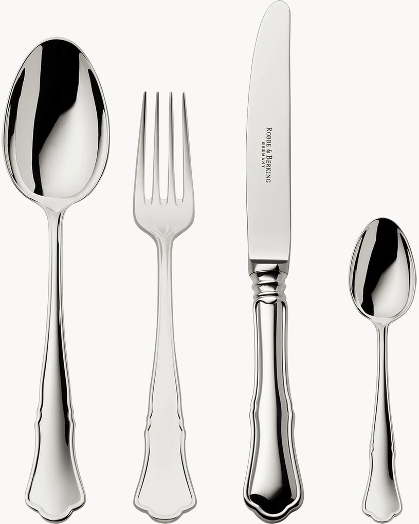 Ručne vyrobená súprava vysokoleštených príborov Alt-Chippendale, rôzne veľkosti