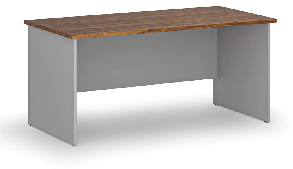 Kancelársky písací stôl rovný PRIMO GRAY, 1600 x 800 mm, sivá/orech