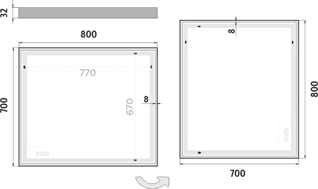 Nimco LED zrkadlo 800x700 - ZP 13003