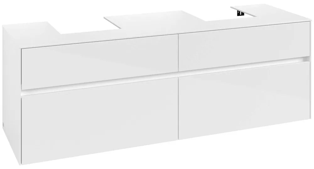 VILLEROY &amp; BOCH Collaro závesná skrinka pod dve umývadlá na dosku, 4 zásuvky, 1600 x 500 x 548 mm, Glossy White, C10700DH