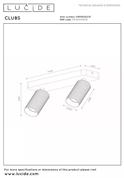 Lucide 09939/02/31 - Bodové svietidlo CLUBS 2xGU10/40W/230V biela