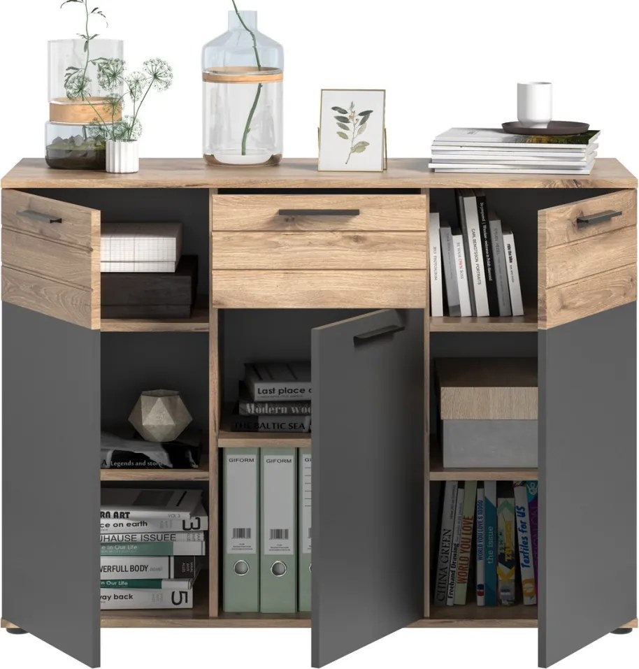 Komoda so zásuvkou Mason 120 cm, dub/šedá