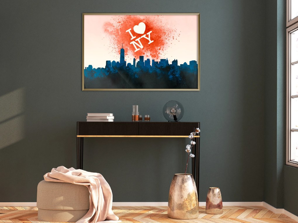 Artgeist Plagát - I Love NY [Poster] Veľkosť: 30x20, Verzia: Zlatý rám