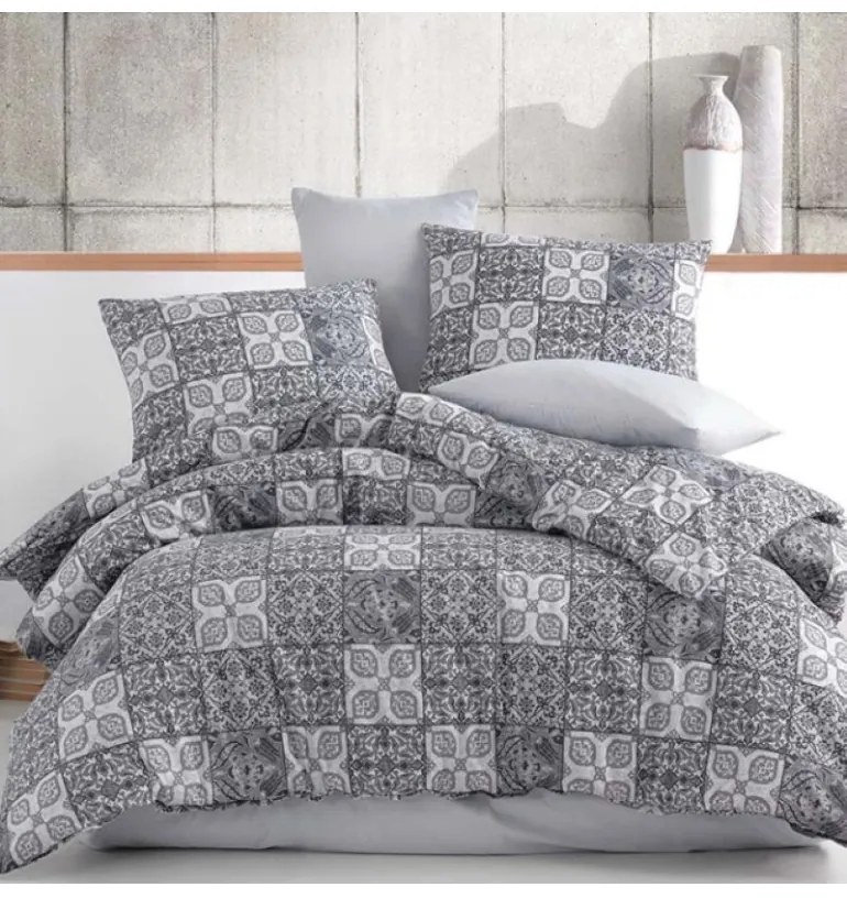 Obliečky bavlnené Ceramica sivé EMI, Francúzsky set1 200x220 + 2x (70x90)