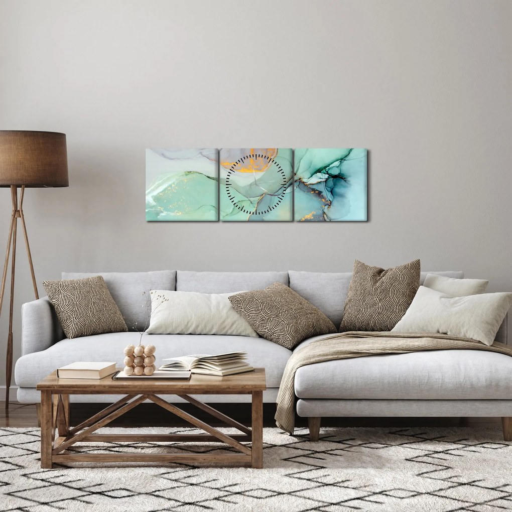 Abstraktný obraz (s hodinami) (90x30 cm)