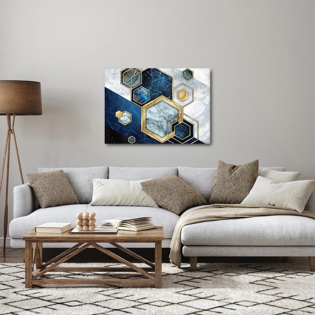 Obraz - Mramorové hexagóny (70x50 cm)