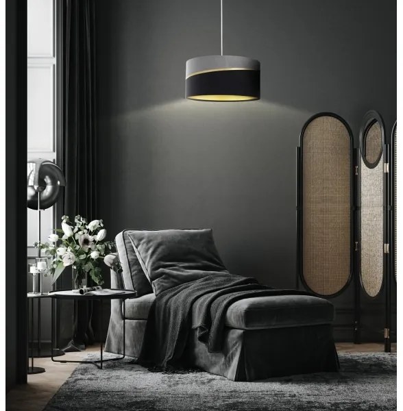 Luster na lanku SWING 1xE27/60W/230V čierna/šedá/zlatá