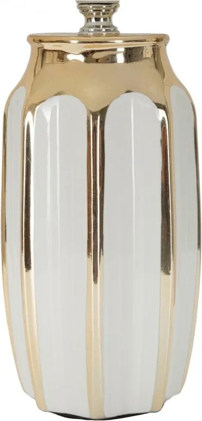 Biela/v zlatej farbe keramická stolová lampa s textilným tienidlom (výška 40,5 cm) Cassy – Mauro Ferretti