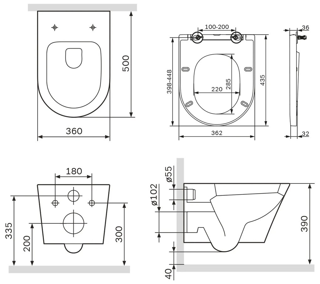 Závesné WC AM.PM Flash CNA1700SC bezokrajové, so sedadlom Microlift, biele