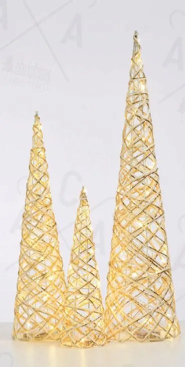 ACA Lighting LED dekoračná tromček 40 cm, teplá biela, 20 LED, 3xAA, zlatá farba
