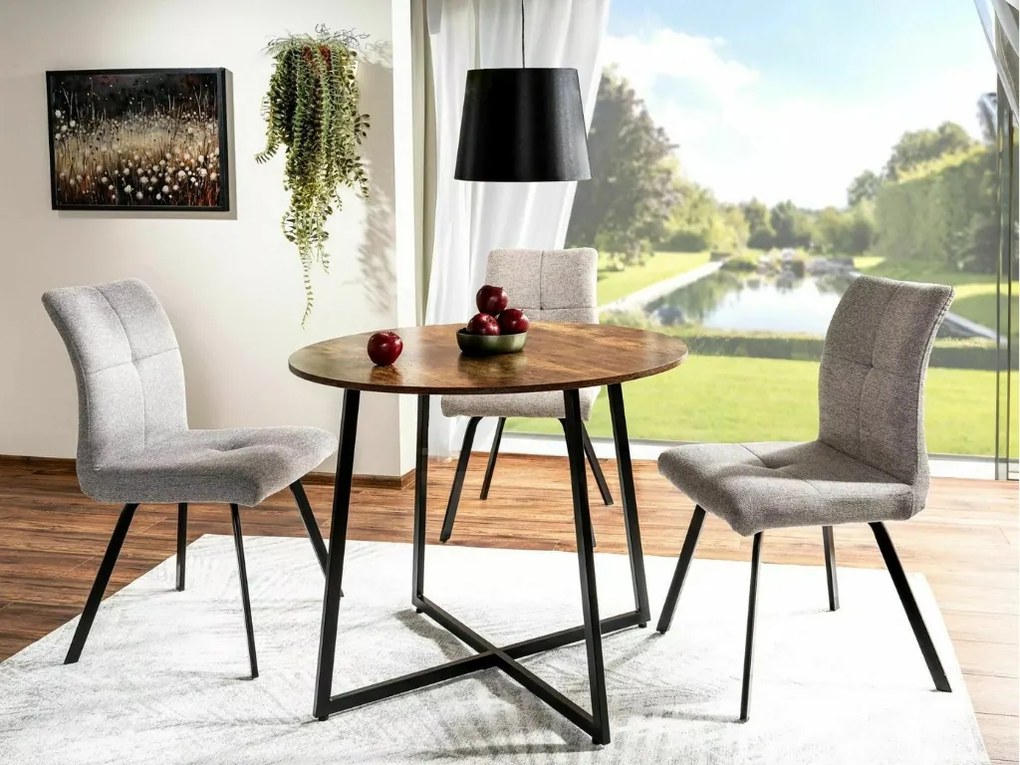 AKCIA Okrúhly jedálenský stôl LUNA 90 cm, rustikálne hnedá II. akosť