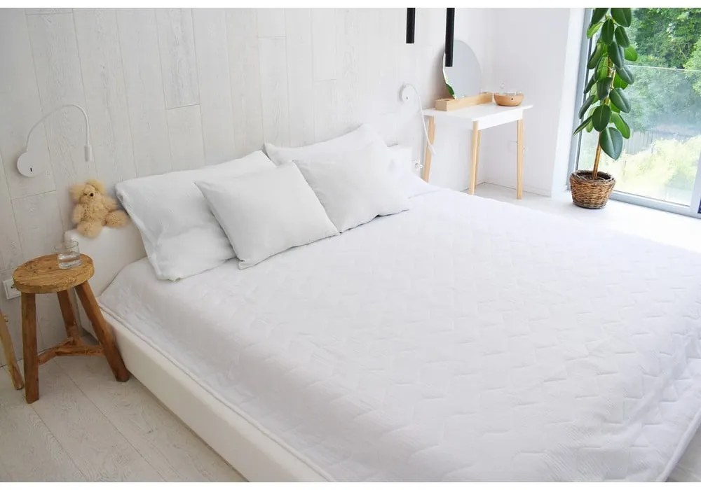 Biely mušelínový prešívaný pléd 210x240 cm Plain Muslin – Butter Kings