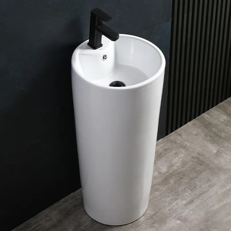 BPS-koupelny Voľne stojace keramické umývadlo HYD-LO-WH-400 ø40 cm, biele