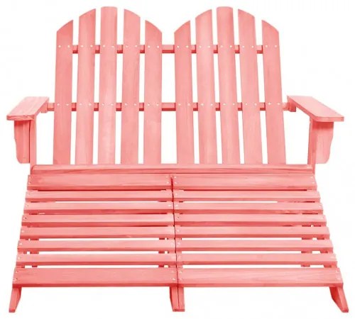 vidaXL 2-miestna záhradná stolička a taburetka Adirondack jedľový masív ružová-