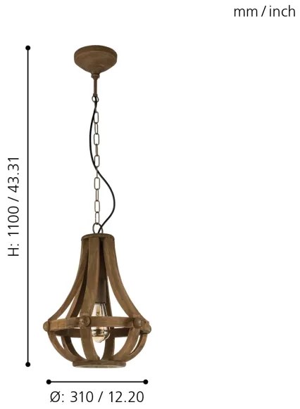 Eglo 49724 - Luster na reťazi KINROSS 1xE27/60W