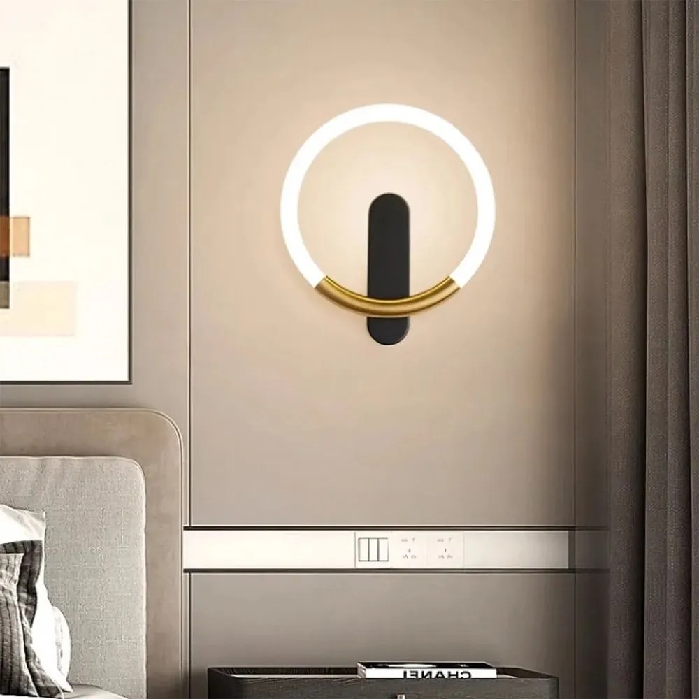 Toolight Toolight, LED nástenné svietidlo 25x29cm, 7W, 3000K, LHJ068-W C, čierna-zlatá matná, OSW-60036