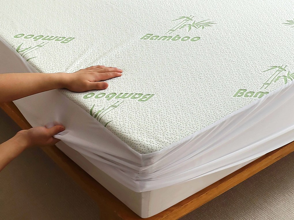 XPOSE® Bambusový chránič matraca - biely 90x200 cm