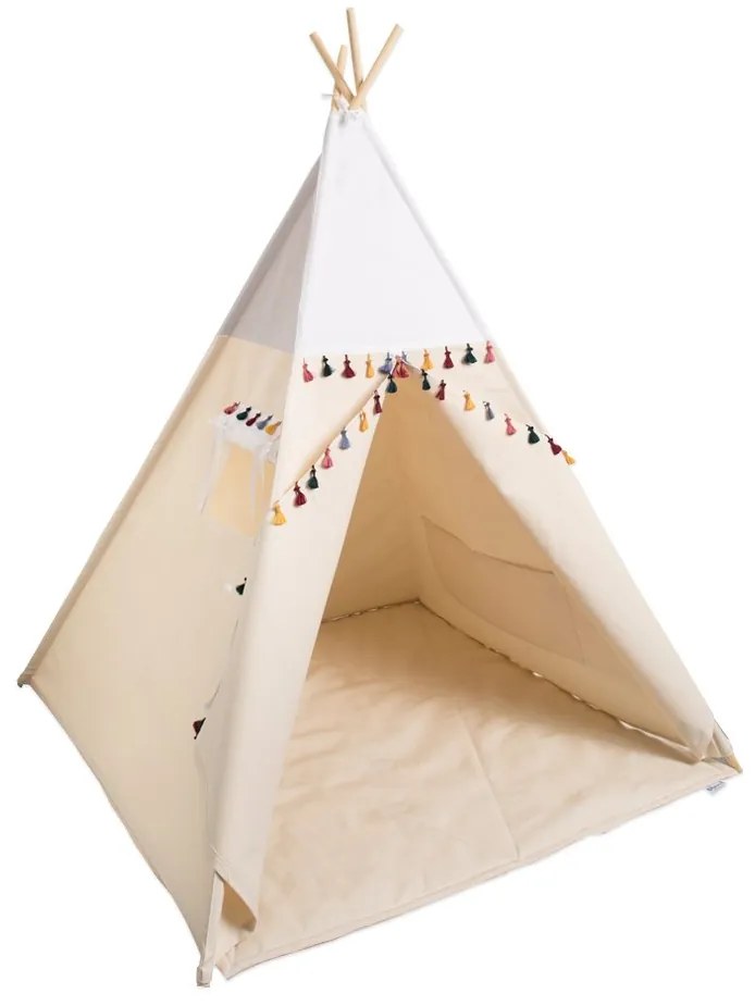 lovel.sk Detský teepee stan Tasel Boho - White