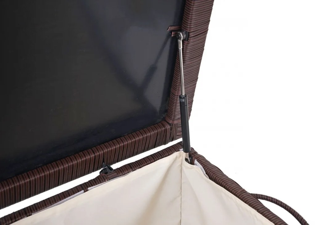 Polyratanový záhradný úložný box HWC-D88 - prémiová hnedá, 51x100x50cm 170l