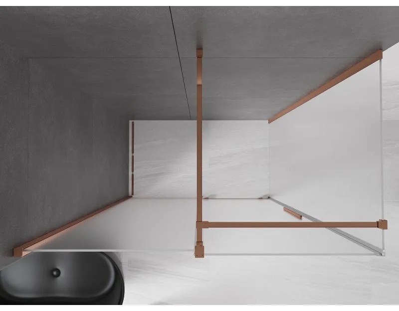 Mexen Velar, sprchový kút s posuvnými dverami 140 x 85 cm, 8mm sklo námraza, ružové zlato, 871-140-085-31-55