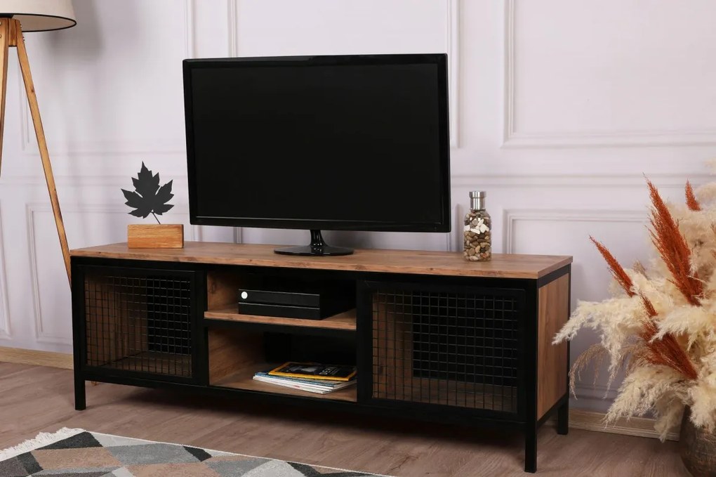 TV stolík Zeno 150 cm borovica/čierny