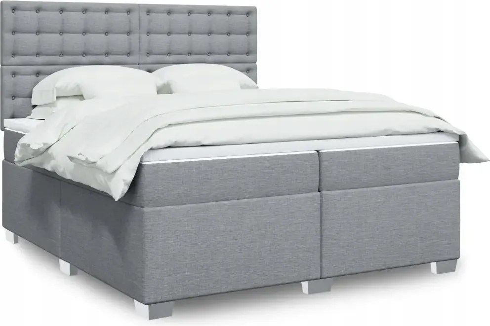 vidaXL Posteľný rám boxsping s matracom bledosivý 200x200 cm látka