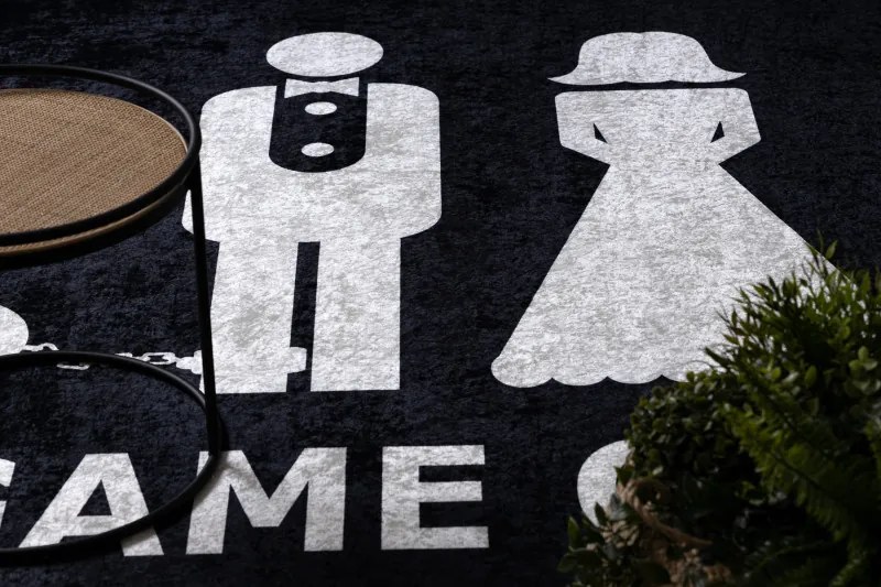 Dywany Łuszczów, Kusový koberec Bambino 2104 Game Over black, 160x220, čiernobiela, chodba / predsieň