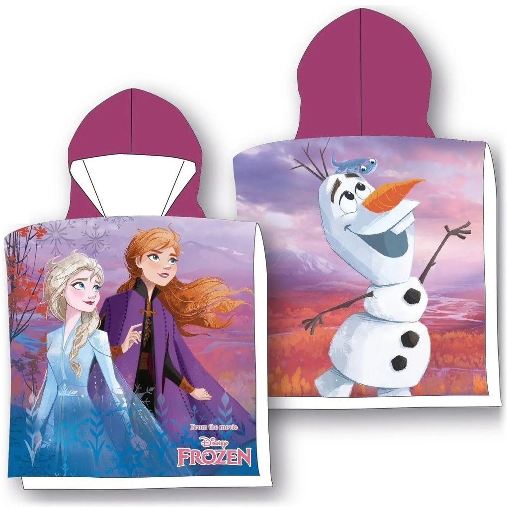 Kúpacie pončo - osuška s kapucňou Ľadové kráľovstvo - Frozen - 100% bavlna - 55 x 110 cm