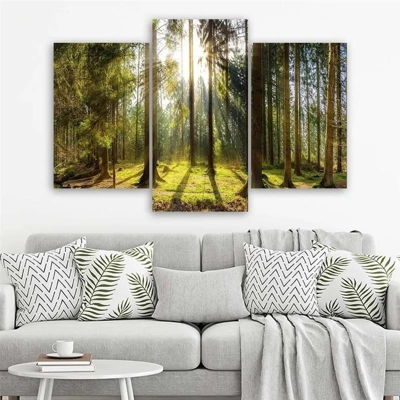 Obraz na plátně třídílný Lesní příroda Radiance - 150x100 cm