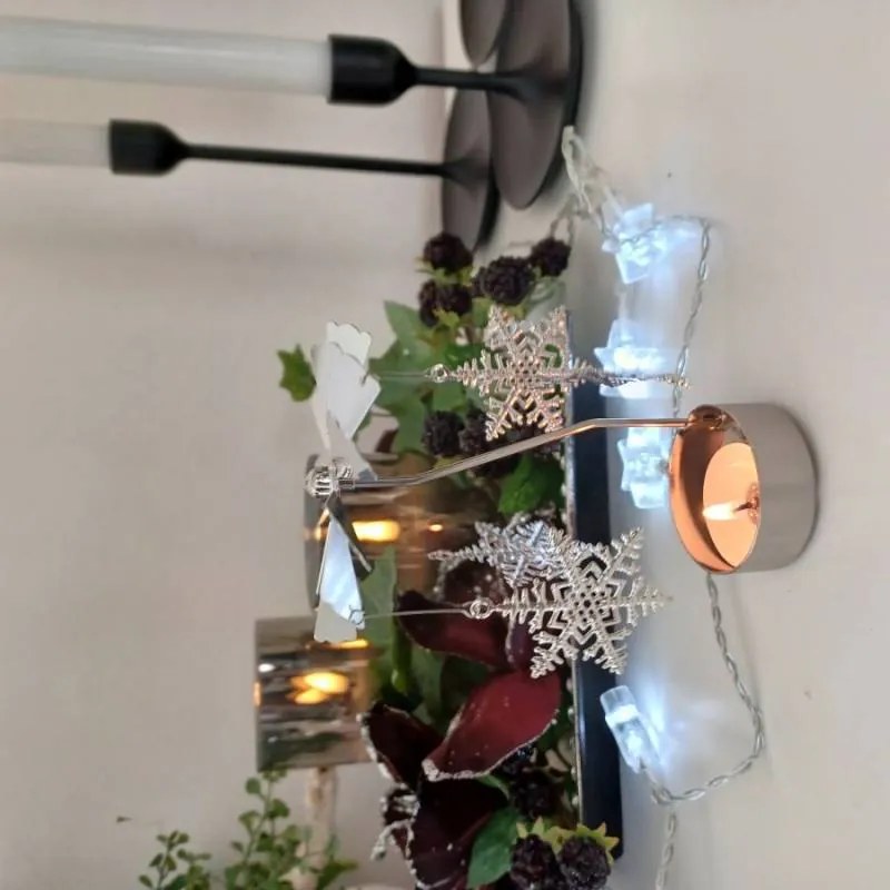 DECOLED Andělské zvonění, 8 x 13 cm, vločky, stříbrné