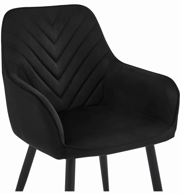 Set dvoch jedálenských stoličiek NANA zamatové, čierne (čierne nohy) 2 ks
