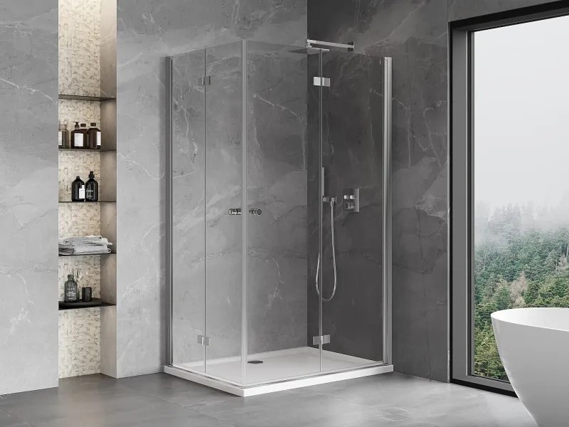 Mexen Mist-F Duo, skladací sprchový kút 75 x 120 cm, číre sklo, chrómový profil, 8A6-075L-120P-01-00