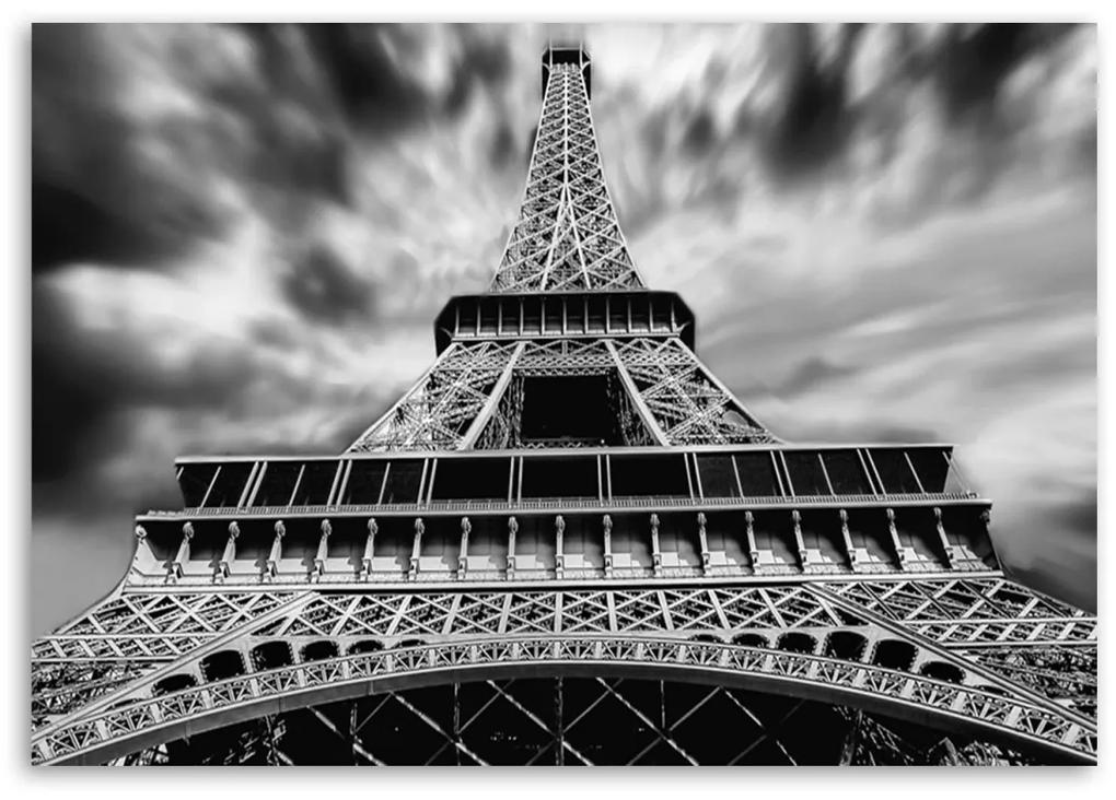 Obraz na plátně Eiffelova věž Paříž č/b - 60x40 cm