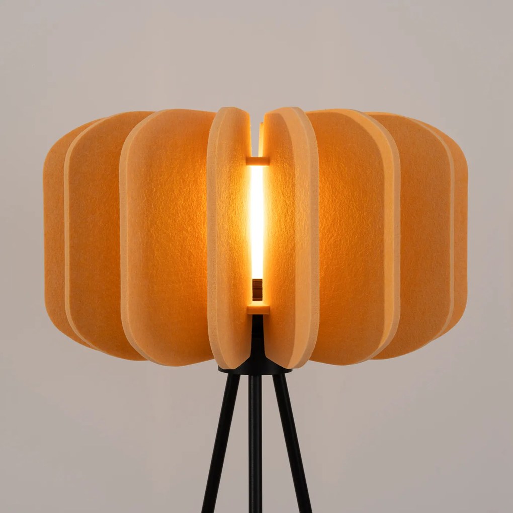 Stojacia lampa Mula, 1x žlté plstené tienidlo, b, (fi 45cm)