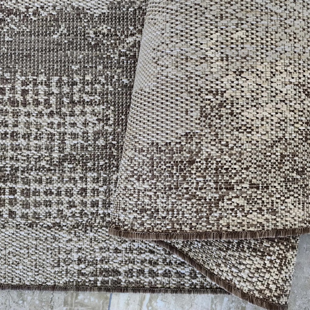 DY Hnedý obojstranný koberec z lana s abstraktným vzorom Zara 10 Rozmer: 120x170 cm