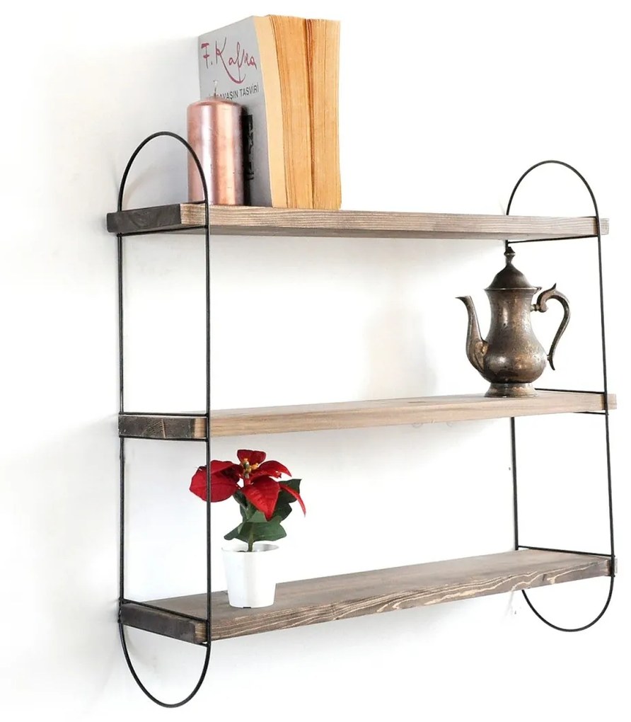 Nástenná polička Wro hnedá/čierna