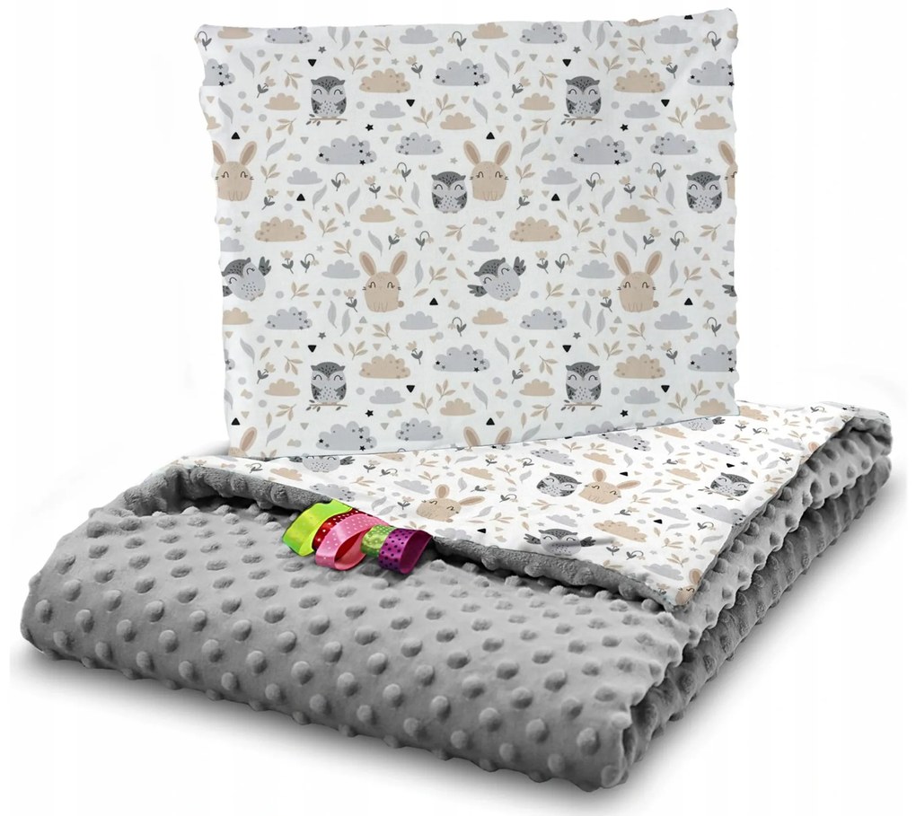 BabiM Deka do kočíka + vankúš Minky 75x100 Farba: modrá-autíčka