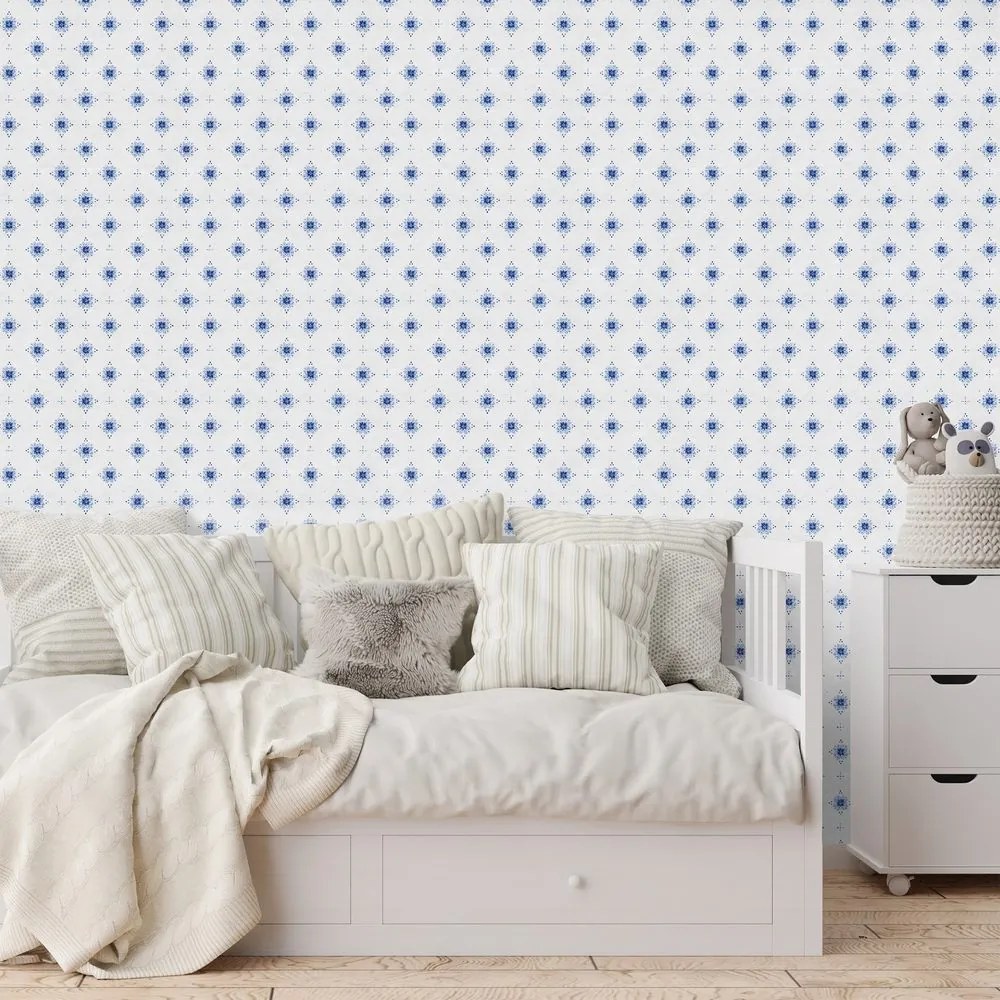 Fototapeta modré kvetinové ornamenty