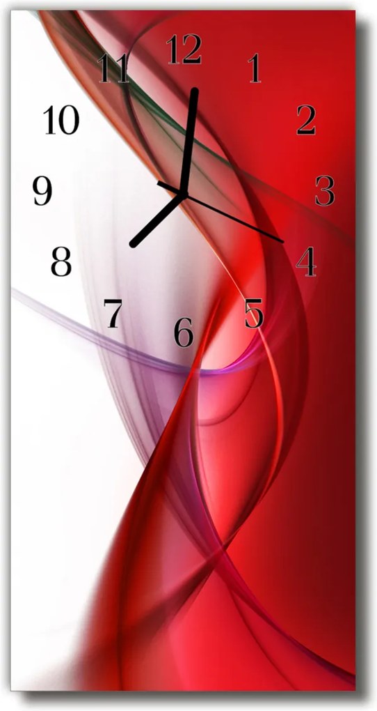 Sklenené hodiny vertikálne  Kuchynská abstrakcie červená