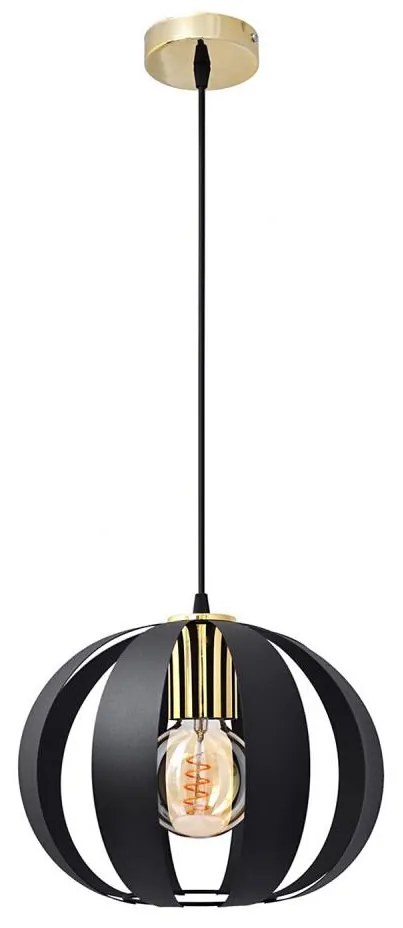 Luster na lanku NEWTON 1xE27/15W/230V čierna/zlatá