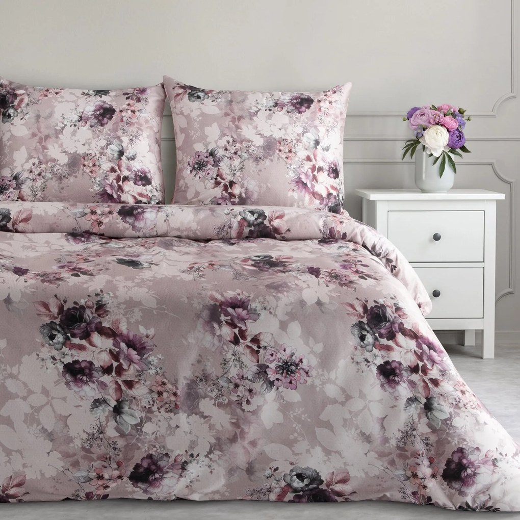 MAKOSATÉNOVÉ OBLIEČKY REINA51 200X220 CM, 2 KS 70X80 CM KVETY