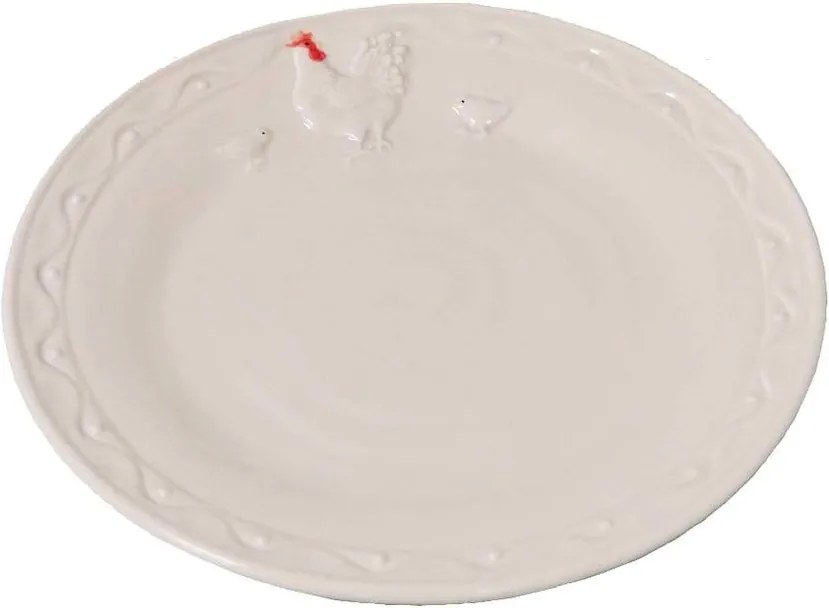 Biely keramický tanier Antic Line Hen, 21 cm